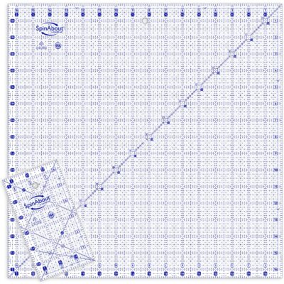 QuiltCut SpinAbout Non-Slip Quilting Ruler - 16½" Square Up Bonus Set